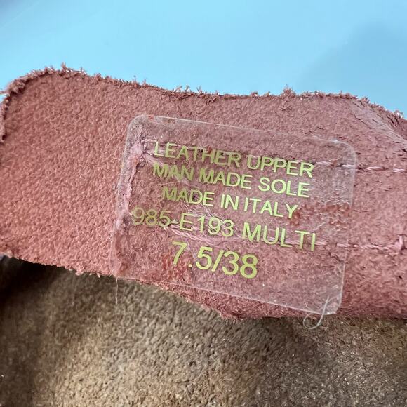 Bio-Gold Colorful Pastel Cross Strap Leather Slip On Sandals Womens Size 7.5 - Picture 11 of 13